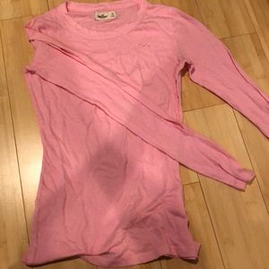 Pink long sleeve tight hollister T
